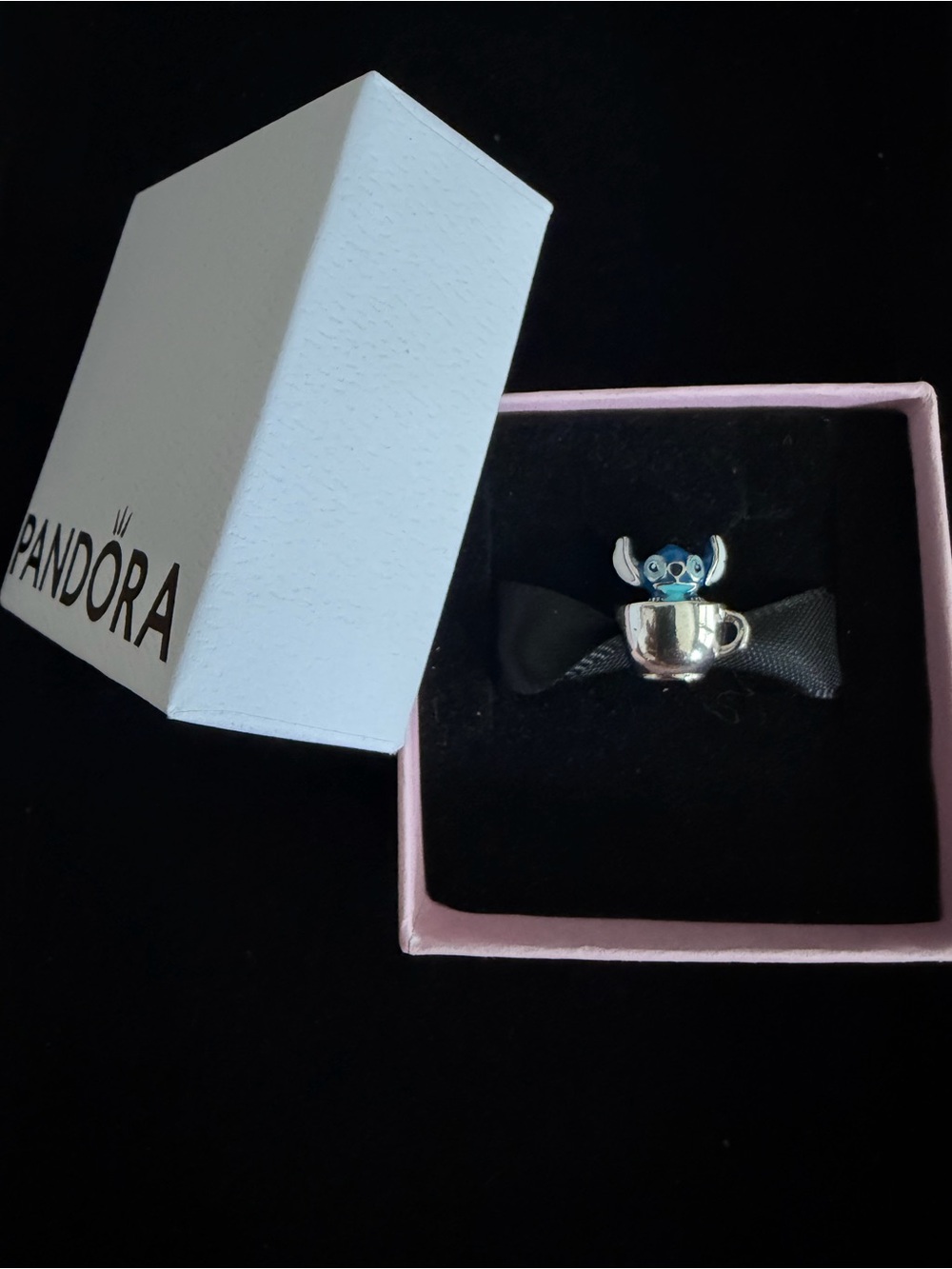 Pandora Blue Enamel Stitch in Teacup Sterling Charm